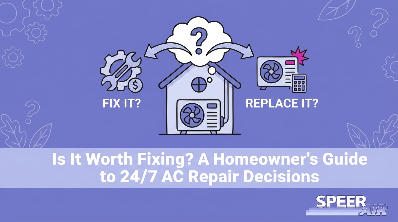 HVAC Blog 9 Is It Worth Fixing? A Homeowner's Guide to 24/7 AC Repair Decisions — featured image