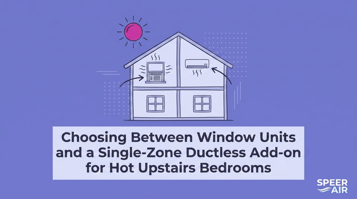 HVAC Blog 5 Choosing Between Window Units and a Single-Zone Ductless Add-on for Hot Upstairs Bedrooms — featured image