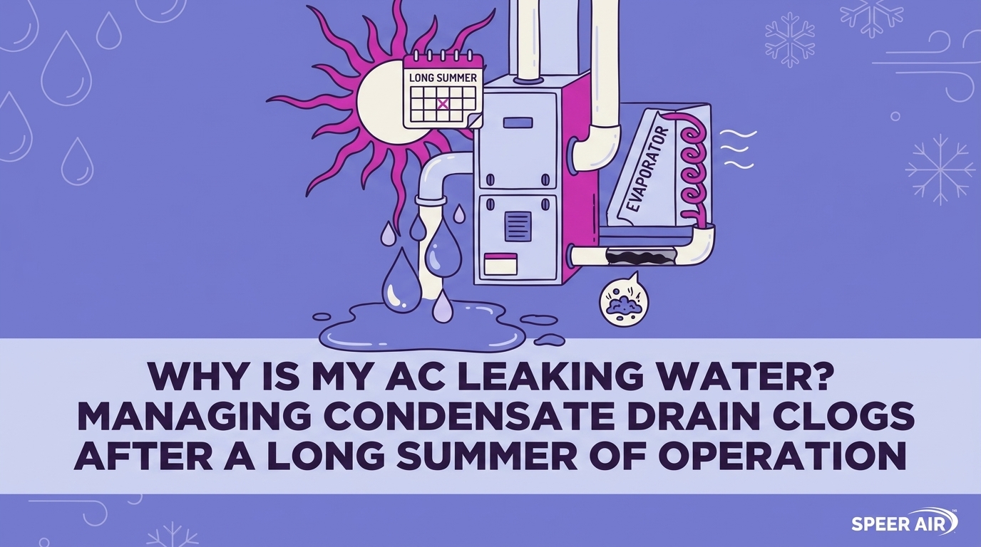 HVAC Blog 4 Why Is My AC Leaking Water? Managing Condensate Drain Clogs After a Long Summer of Operation — featured image