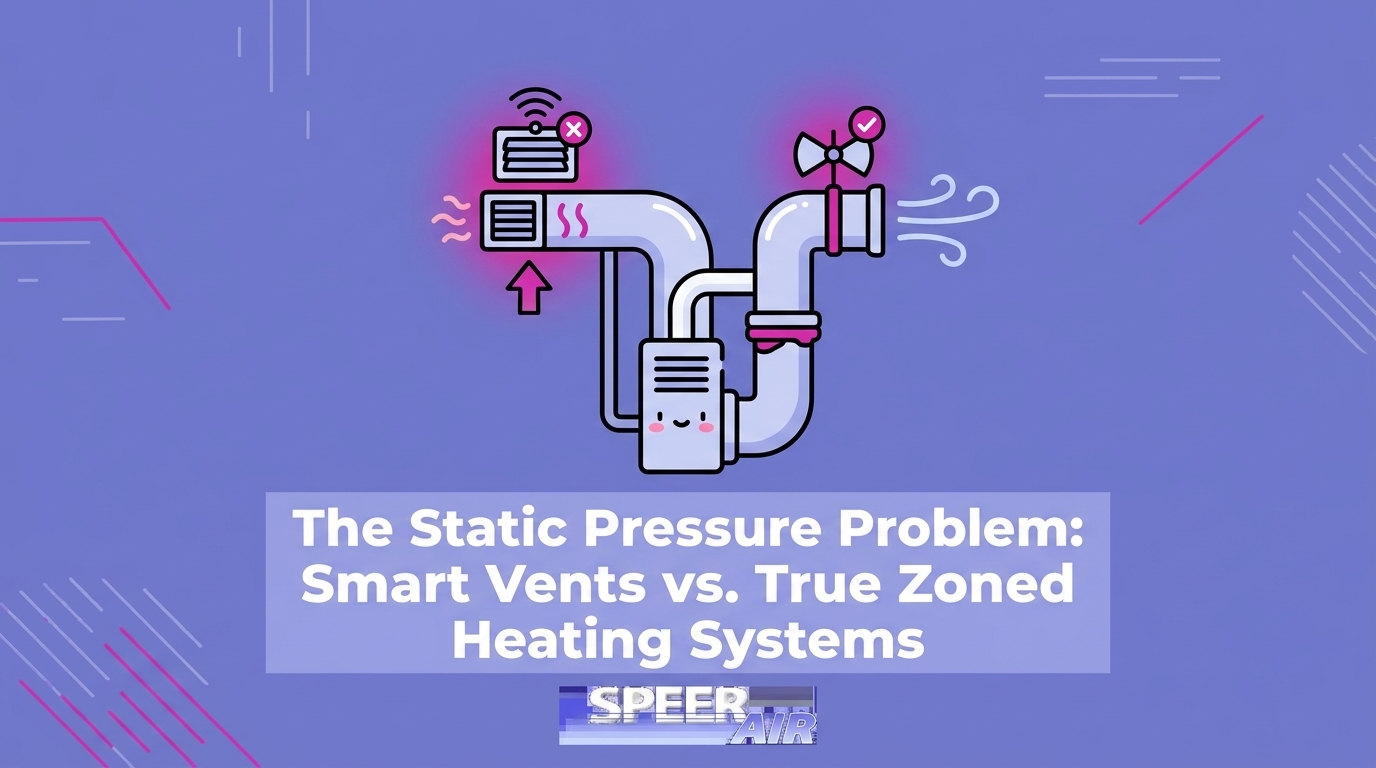 HVAC Blog 3 The Static Pressure Problem: Smart Vents vs. True Zoned Heating Systems — featured image