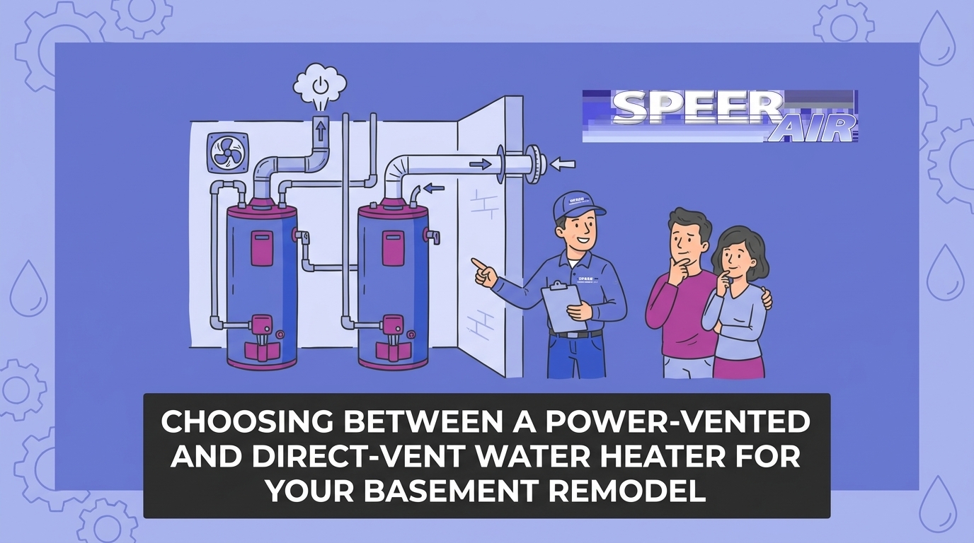 HVAC Blog 4 Choosing Between a Power-Vented and Direct-Vent Water Heater for Your Basement Remodel — featured image